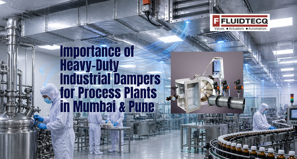 Fluidtecq high-precision SS316L stainless steel industrial damper with motorized actuator, designed for pharmaceutical cleanroom isolation and pressure control in Mumbai and Pune